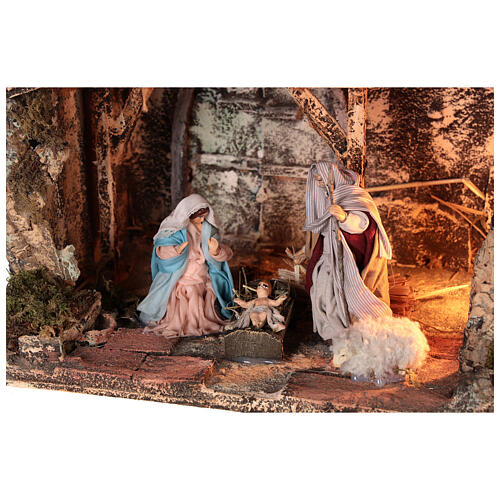 Heilige Familie in einer Hütte Neapolitanische Krippe, 20x30x20 cm 2