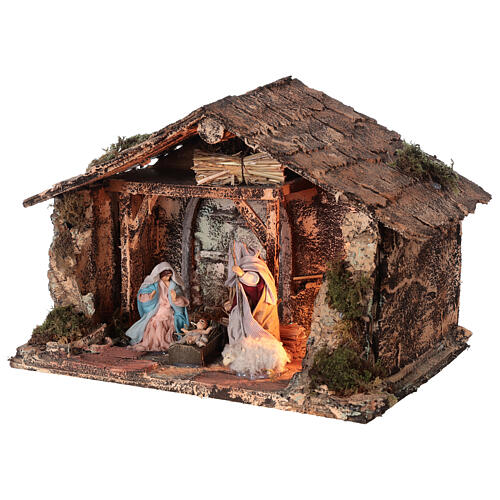 Heilige Familie in einer Hütte Neapolitanische Krippe, 20x30x20 cm 3