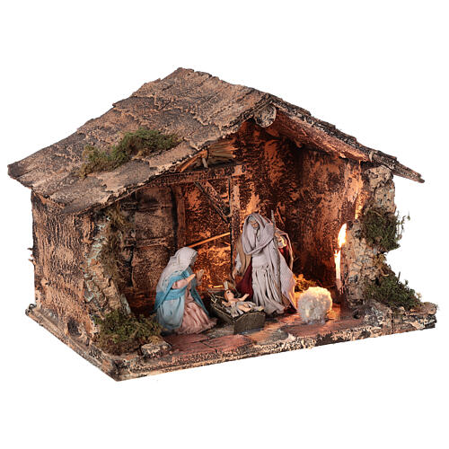 Heilige Familie in einer Hütte Neapolitanische Krippe, 20x30x20 cm 4