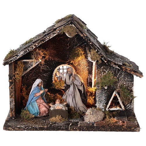 Stable for Neapolitan Nativity Scene with terracotta figurines of 12 cm high 25x30x20 cm 1