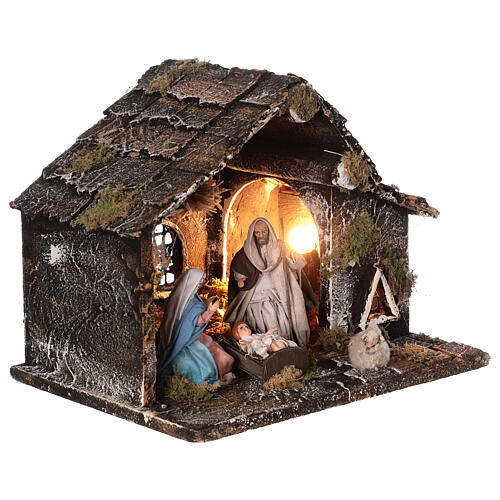Stable for Neapolitan Nativity Scene with terracotta figurines of 12 cm high 25x30x20 cm 4