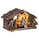 Stable with Nativity statue terracotta fabric 8 cm Neapolitan nativity 15x30x15 cm s3