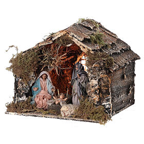 Cabaña Natividad Niño Jesús belén napolitano 15x20x15 estatuas terracota 8 cm