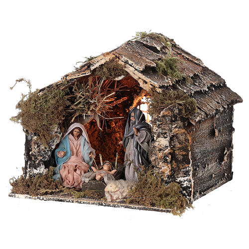 Szopka ze Świętą Rodziną, szopka neapolitańska z figurkami terakota 8 cm, 15×20×18 cm 2