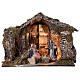 Lighted stable with Neapolitan nativity statues 14 cm terracotta 30x40x30 cm s1