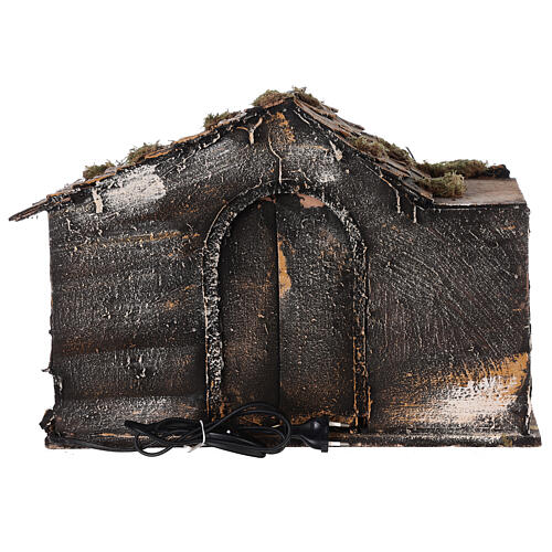 Oświetlona stajenka bożonarodzeniowa z figurkami z terakoty 14 cm, szopka neapolitańska, 30×42×32 cm 5