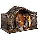Lighted stable with Neapolitan nativity statues 14 cm terracotta 30x40x30 cm s4
