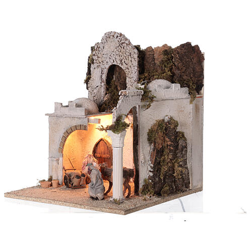 Complete modular Arab setting for Nativity Scene 45x210x35 cm with Neapolitan terracotta characters of 8 cm 5