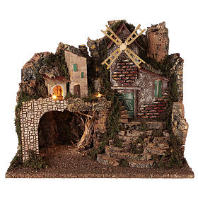 Lighted nativity village with steps 35x45x30 cm 8 cm nativity