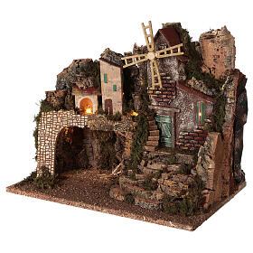 Lighted nativity village with steps 35x45x30 cm 8 cm nativity