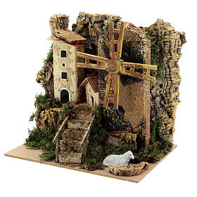 Domek z młynem z wiatrakiem ruchomym, 20x15x20 cm