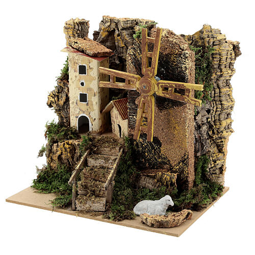 Domek z młynem z wiatrakiem ruchomym, 20x15x20 cm 2