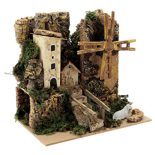 Domek z młynem z wiatrakiem ruchomym, 20x15x20 cm 3