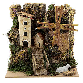 Windmill cottage 20x15x20 cm animated 