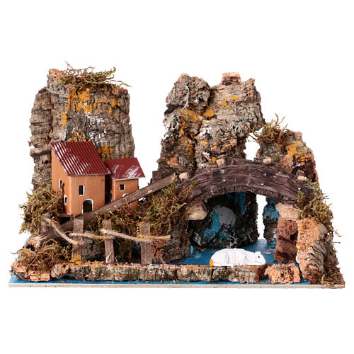 Bridge on lake cm 20x30x15 Nativity cribs 6 cm 6