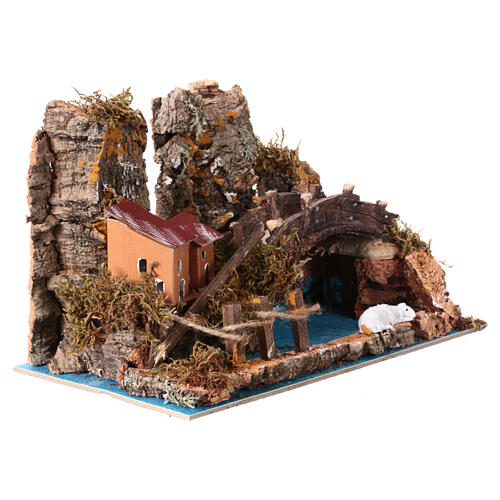 Bridge on lake cm 20x30x15 Nativity cribs 6 cm 7