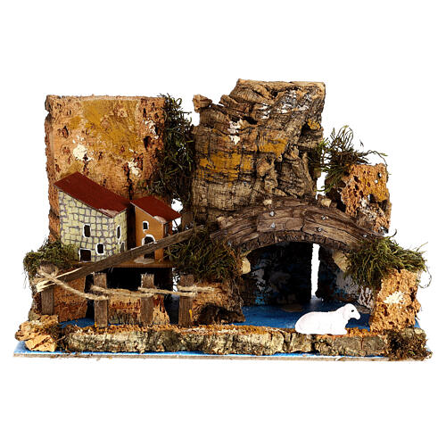Bridge figurine over a lake 20x30x15 cm, nativity sets 6 cm 1