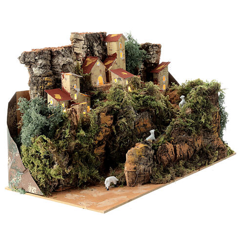 Casette tra rocce con pecorelle 25x35x20 cm presepi 6 cm 2