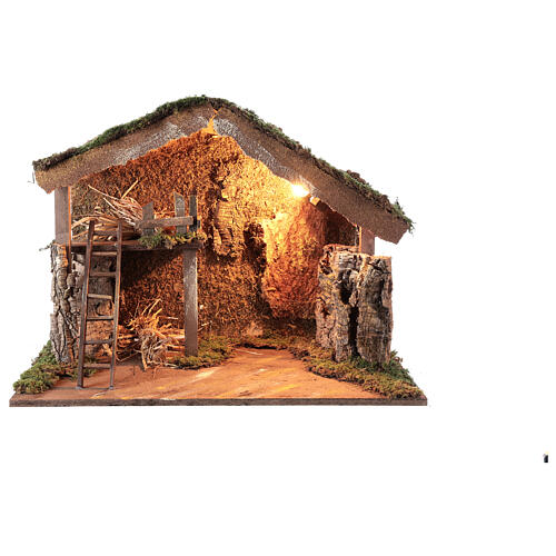 Illuminated barn 45x60x35 cm Nativity scene 12 cm 1