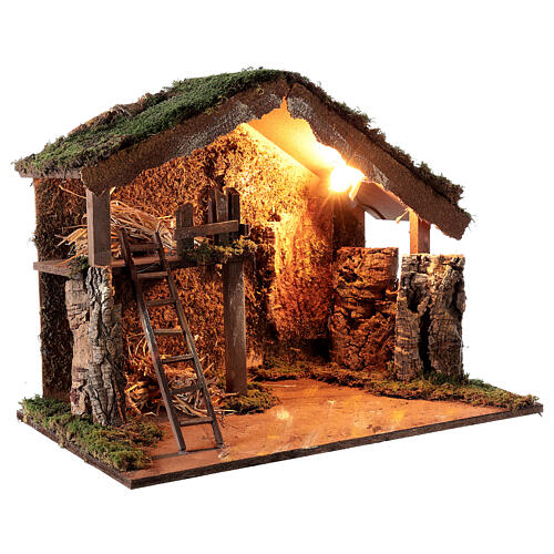 Cabaña iluminada henil 45x60x35 cm belenes 12 cm 3