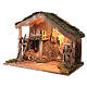 Wooden stable lighted hay decor 45x60x35 cm nativity 12 cm s2