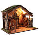 Wooden stable lighted hay decor 45x60x35 cm nativity 12 cm s3