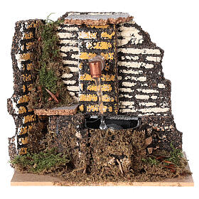 Fountains: Electric mansonry fountain of cork 10x15x10 cm for Nativity Scene with 10 cm characters