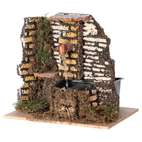 Electric mansonry fountain of cork 10x15x10 cm for Nativity Scene with 10 cm characters 2