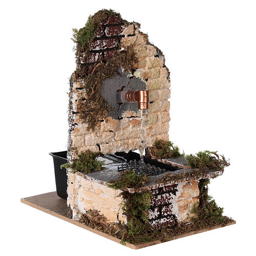 Rustic electric fountain with cork wall 15x10x15 cm for Nativity Scene with 12-14 cm characters 3