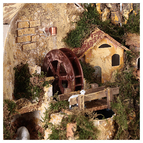 Watermill with sheeps and hamlet for Nativity Scene with 6 cm characters 25x25x20 cm 2