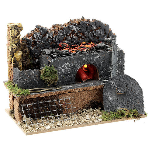 Fucina presepe 14-16 cmattrezzi lampada effetto fiamma 10x15x10 cm 2