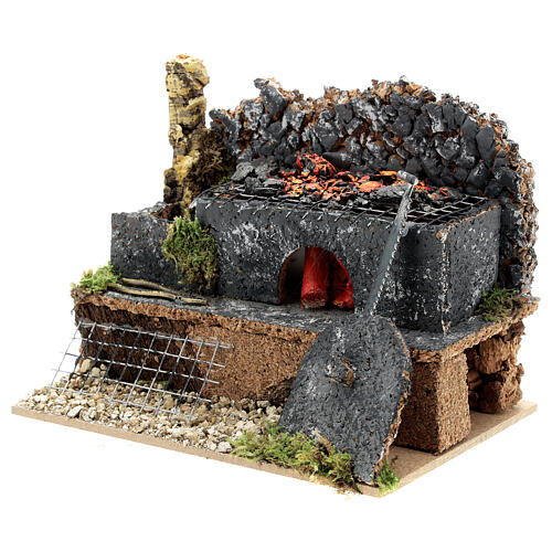 Fucina presepe 14-16 cmattrezzi lampada effetto fiamma 10x15x10 cm 3