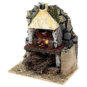 Masonry wood-fired oven flame effect light 15x15x10 cm for Nativity Scene with 12-14 cm characters