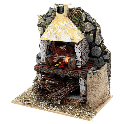 Masonry wood-fired oven flame effect light 15x15x10 cm for Nativity Scene with 12-14 cm characters 2