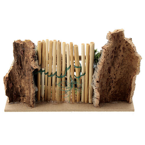 Wood and cork pen for sheeps with gate 10x15x10 cm for Nativity Scene with 8 cm characters 4