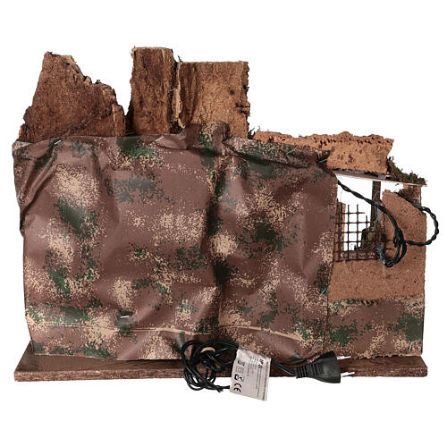 Aldeia com cabana Natividade de Jesus, casas e montanha para presépio figuras altura média 10 cm; medidas: 38x45x30 cm 5