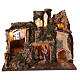 Aldeia com cabana Natividade de Jesus, casas e montanha para presépio figuras altura média 10 cm; medidas: 38x45x30 cm s1