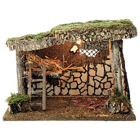 Nativity stable with hayloft and ladder 25x35x20 cm for Nativity Scene with 12-14 cm characters