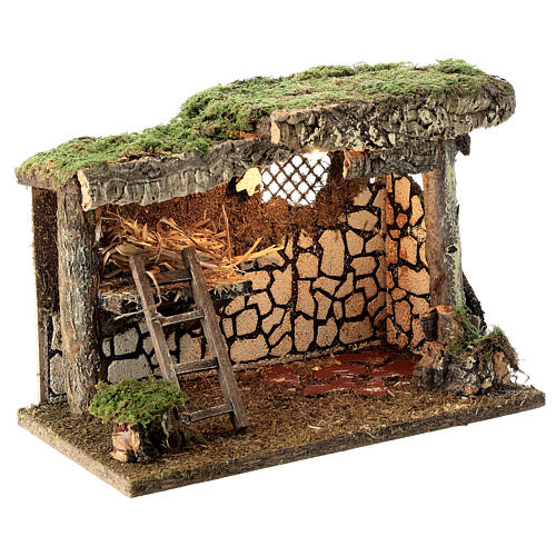 Nativity stable with hayloft and ladder 25x35x20 cm for Nativity Scene with 12-14 cm characters 3