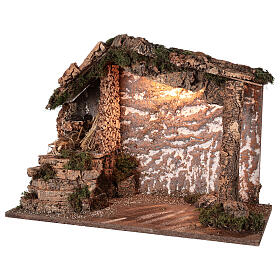 Cabaña rústica Natividad madera corcho 40x50x25 cm belén 12-16 cm