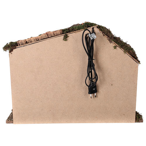 Cabane rustique Nativité bois liège 40x50x25 cm crèche 12-16 cm 4