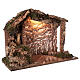Cabana rústica iluminada madeira e cortiça para presépio com figuras altura média 12-16 cm; medidas: 38x50x24 cm s3