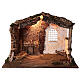Cabana Natividade iluminada telhado cortiça e musgo para presépio com figuras altura média 8-10 cm; medidas: 44x60x34 cm s1