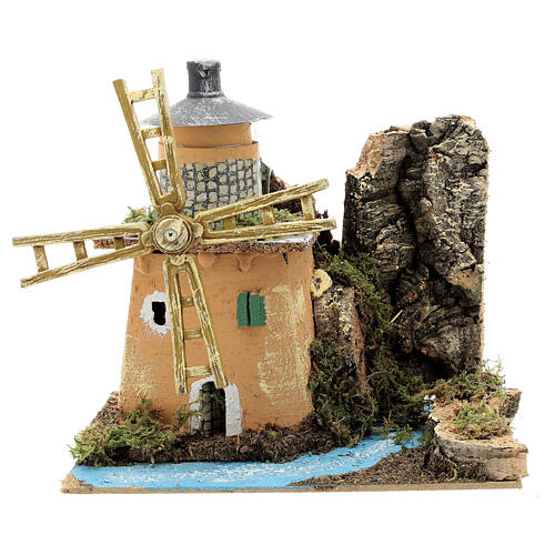 Windmill by a river for Nativity Scene with 8-10 cm characters 20x20x15 cm 1