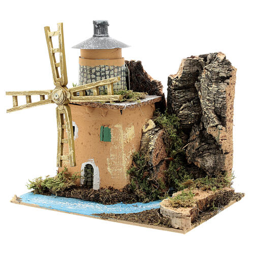 Windmill by a river for Nativity Scene with 8-10 cm characters 20x20x15 cm 2