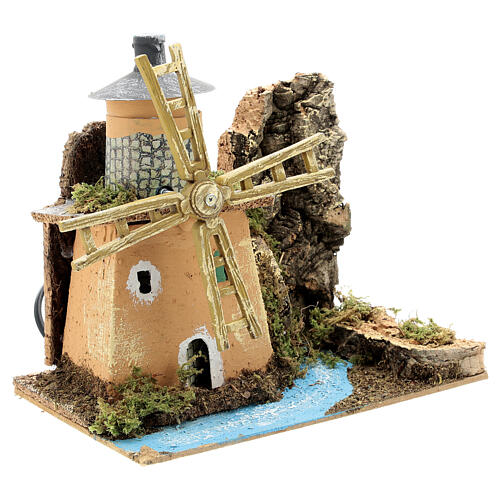 Windmill by a river for Nativity Scene with 8-10 cm characters 20x20x15 cm 3