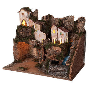 Nativity Scene setting mountain hamlet with cave and waterfall 40x45x30 cm for standing characters of 12 cm