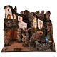 Nativity village mountain grotto waterfall 40x45x30 cm for 12 cm statues s1