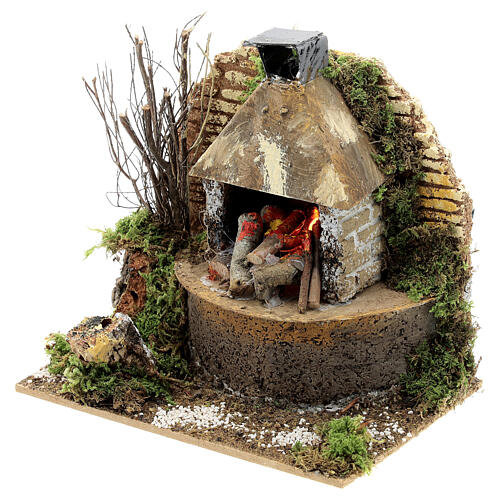 Wood fire with FLAME EFFECT bulb 12x15x10 cm nativity 12 cm 2