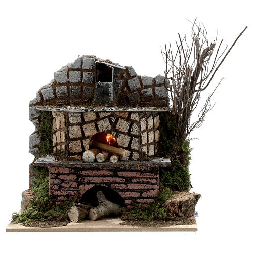 Outdoor oven with FLAME EFFECT light 15x15x10 cm for Nativity Scene with 10-12 cm characters 1